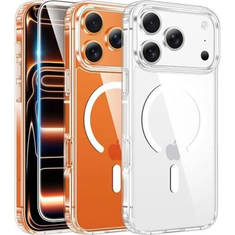 iPhone MagSafe Uyumlu Şeffaf Sert Mika Sararmaz Kılıf
